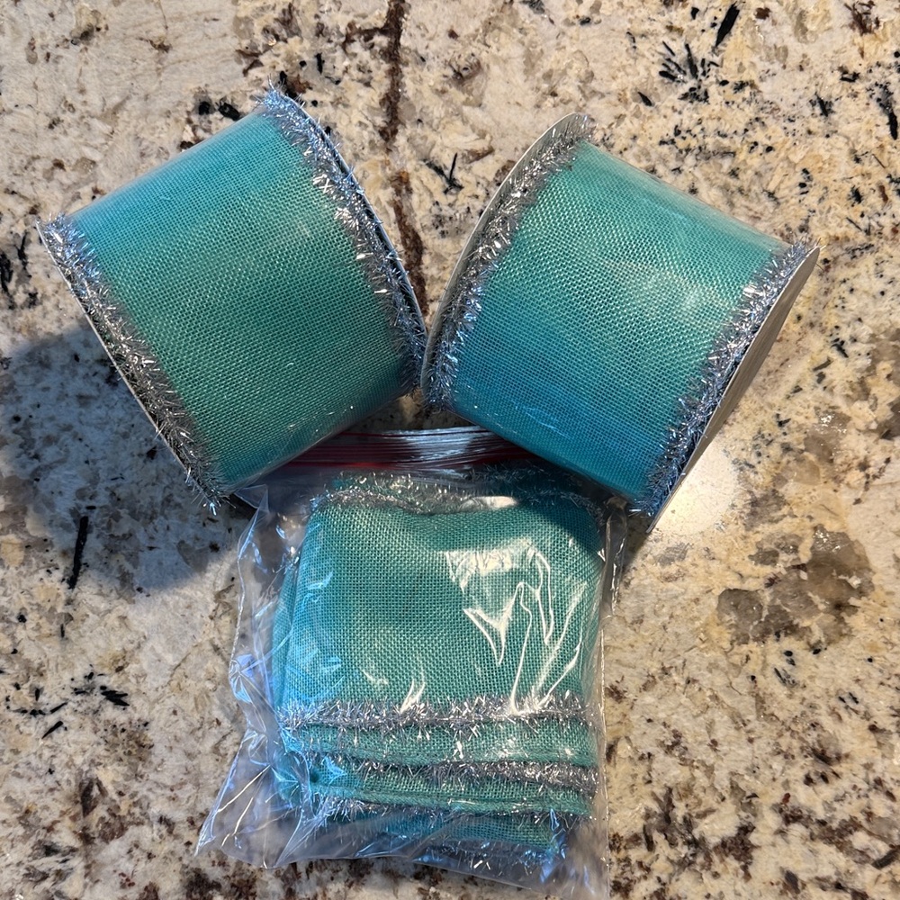 Southern Living Teal Ribbon with Silver Accents